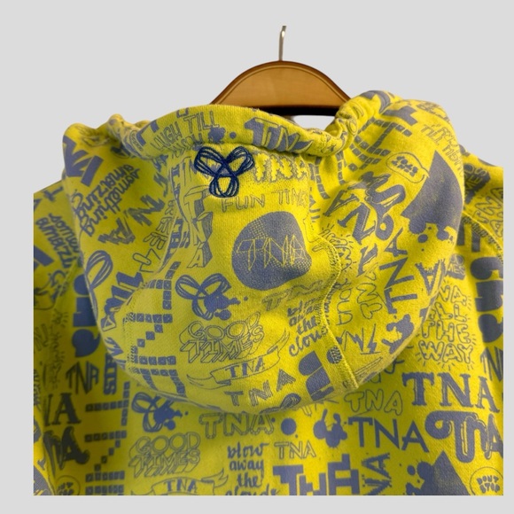 𝅺Aritzia TNA Youth Hoodie Size M Yellow and Gray Full Zip Pockets - Picture 12 of 15